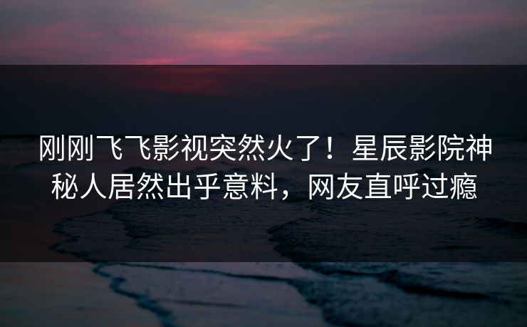 刚刚飞飞影视突然火了！星辰影院神秘人居然出乎意料，网友直呼过瘾